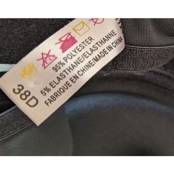 Roselle La Vie en Rose Bra Black Velour Underwired 38D - Picture 6 of 7